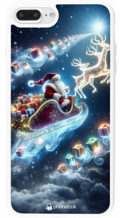 Coque iPhone 7 Plus / 8 Plus - Silicone rigide blanc Noël 2023 Père Noël enchanté
