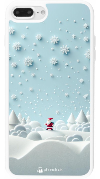 Coque iPhone 7 Plus / 8 Plus - Silicone rigide blanc Noël 2023 Petit Père Flocon