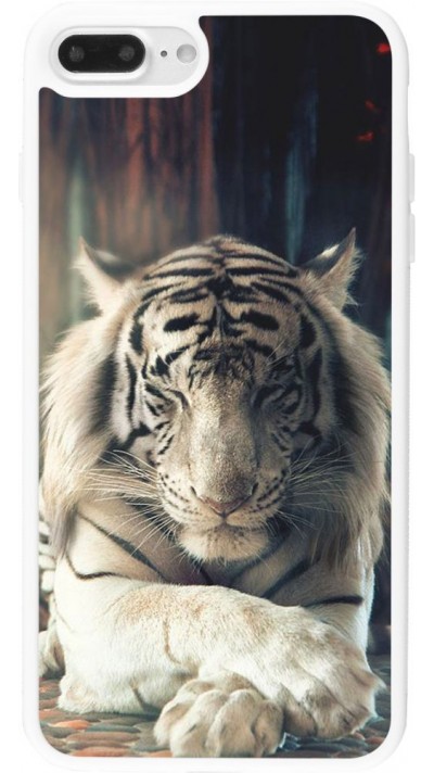 Hülle iPhone 7 Plus / 8 Plus - Silikon weiss Zen Tiger