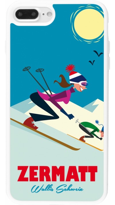 Coque iPhone 7 Plus / 8 Plus - Silicone rigide blanc Zermatt Ski Downhill
