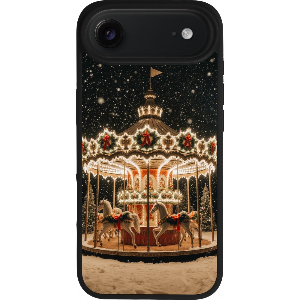 Coque iPhone Air - Silicone rigide noir Christmas 25 Carousel