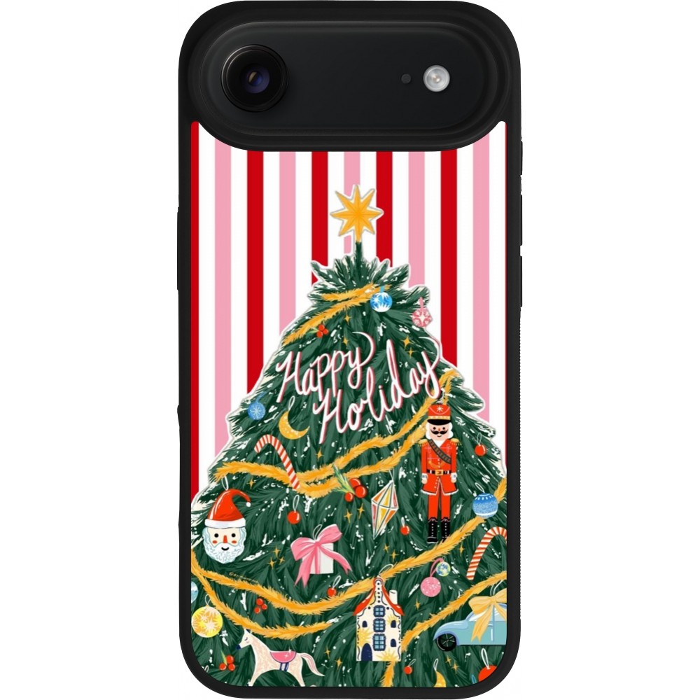 Coque iPhone Air - Silicone rigide noir Christmas 25 Happy Holiday