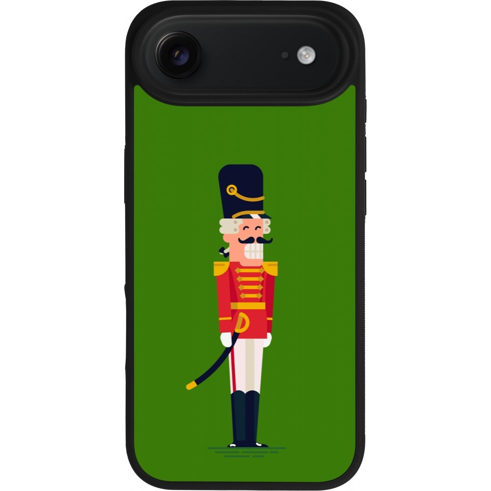 Coque iPhone Air - Silicone rigide noir Christmas 25 Nutcracker Green