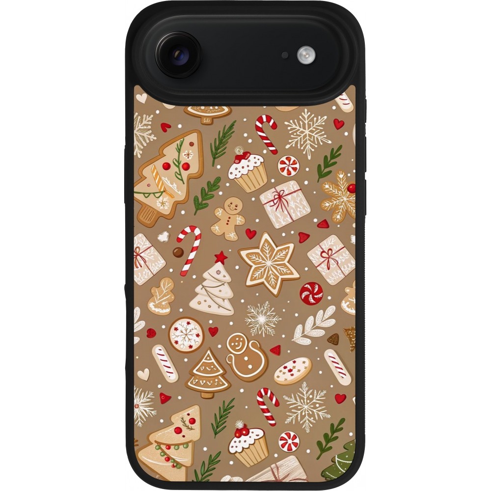 Coque iPhone Air - Silicone rigide noir Christmas 25 Pattern Ginger Cookie