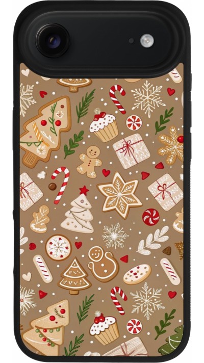Coque iPhone Air - Silicone rigide noir Christmas 25 Pattern Ginger Cookie