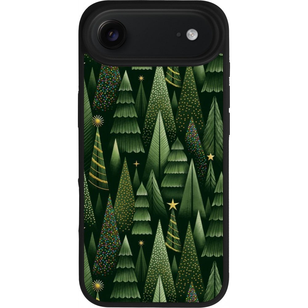 Coque iPhone Air - Silicone rigide noir Christmas 25 Pattern Xmas Tree