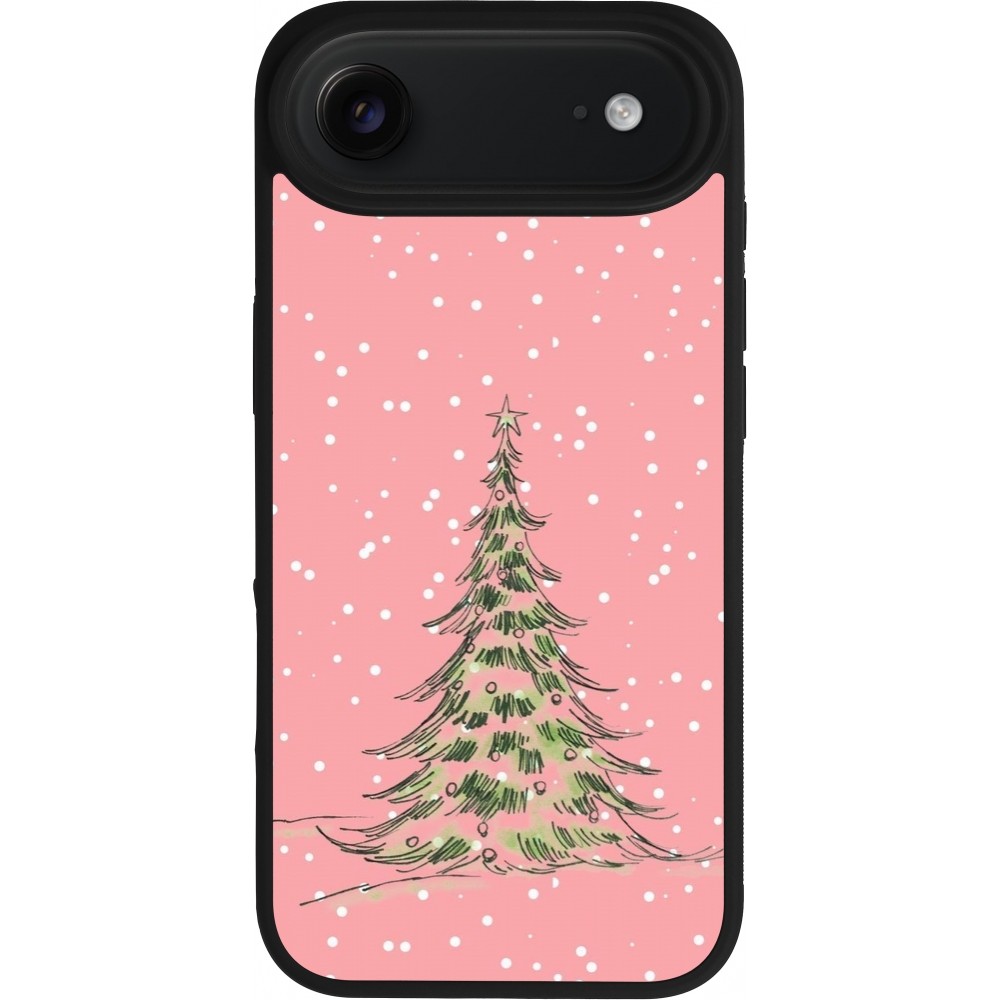 Coque iPhone Air - Silicone rigide noir Christmas 25 Pink Tree