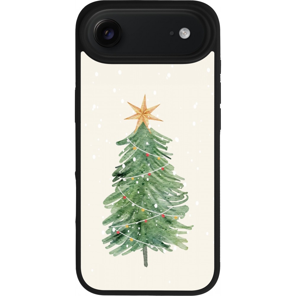 Coque iPhone Air - Silicone rigide noir Christmas 25 Sketch Tree