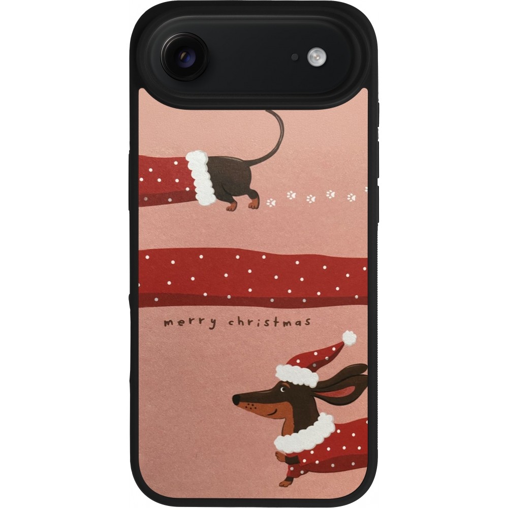Coque iPhone Air - Silicone rigide noir Christmas 25 Teckel Merry Xmas