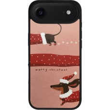 Coque iPhone Air - Silicone rigide noir Christmas 25 Teckel Merry Xmas