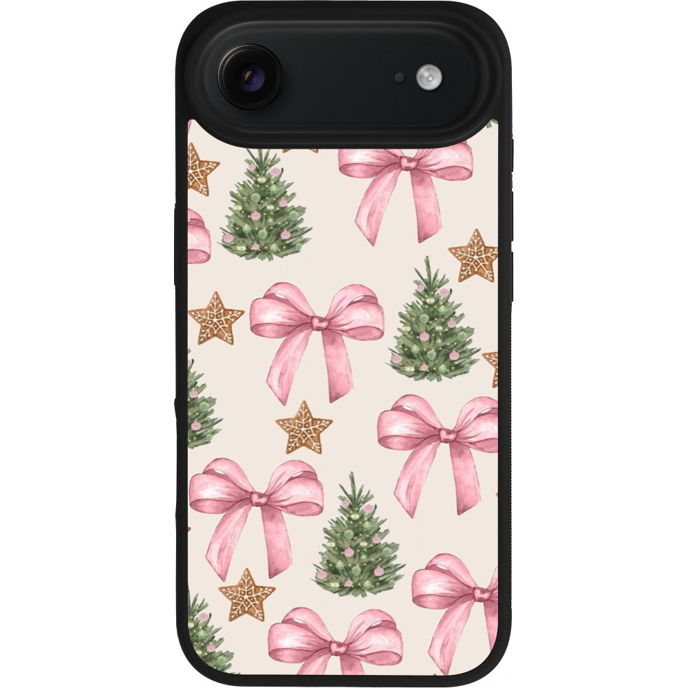 Coque iPhone Air - Silicone rigide noir Christmas 25 Vintage Ribbons