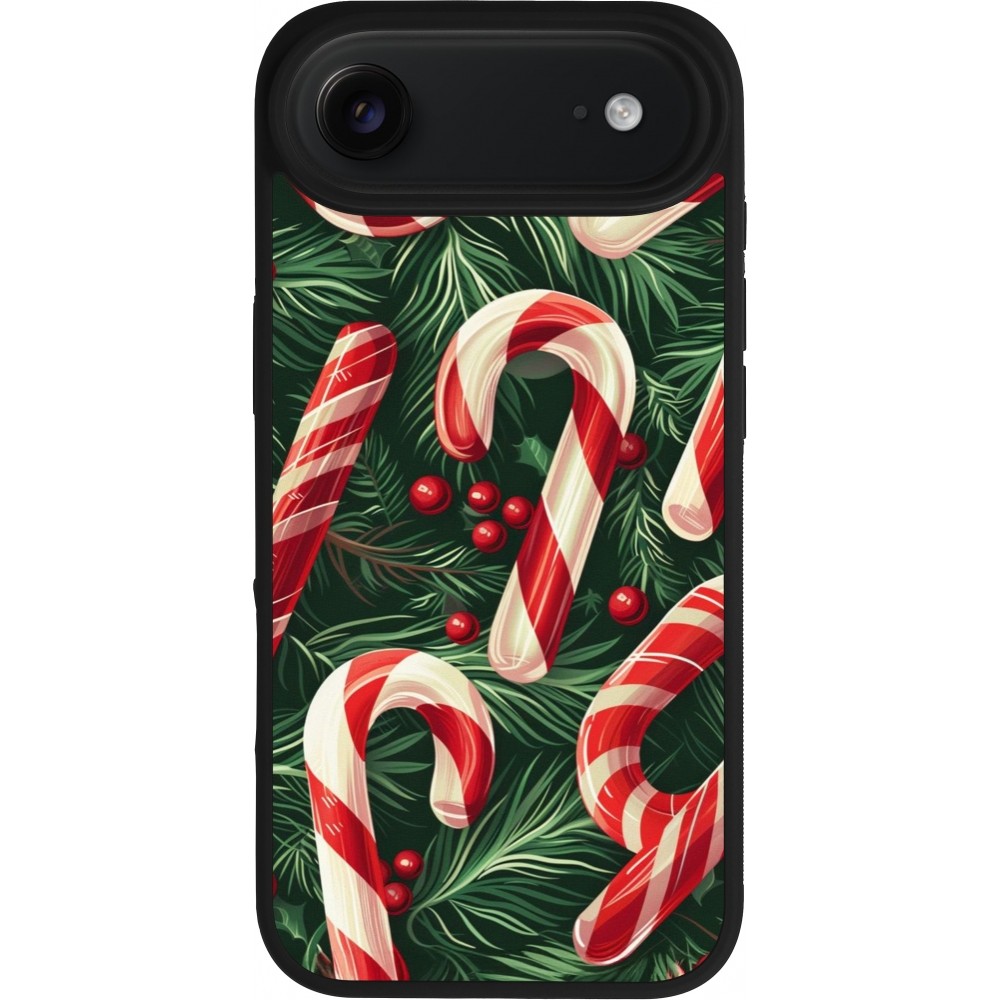 Coque iPhone Air - Silicone rigide noir Christmas 25 Xmas Stick