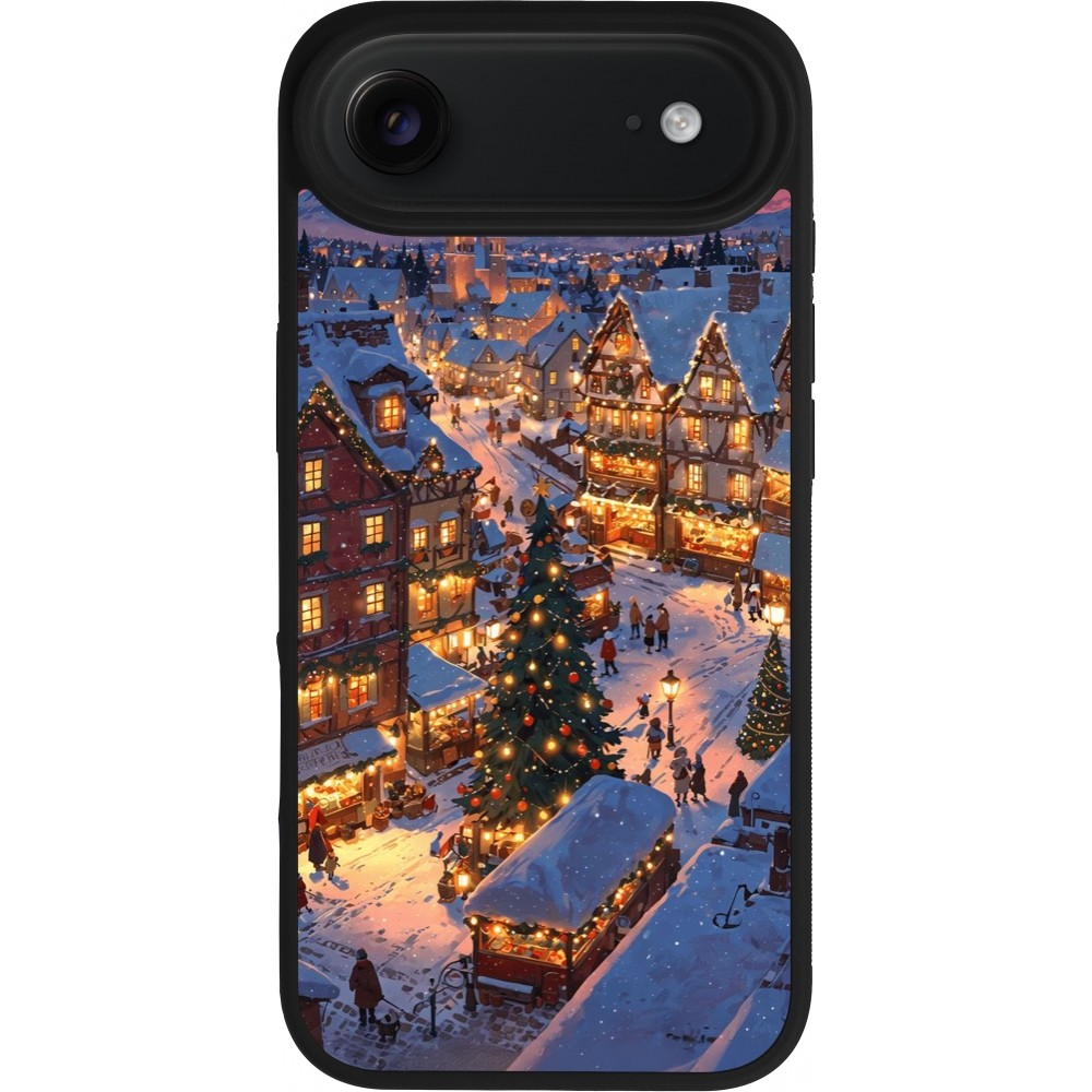 Coque iPhone Air - Silicone rigide noir Christmas 25 Xmas Village