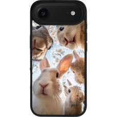 Coque iPhone Air - Silicone rigide noir Easter 2026 Rabbits