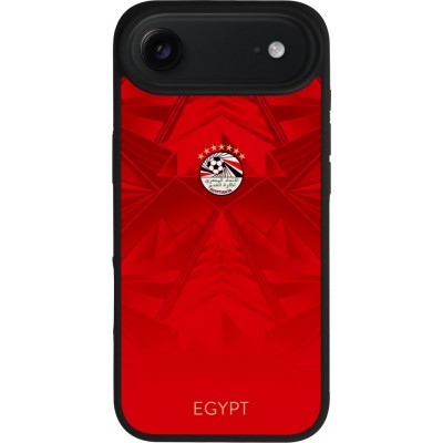 Coque iPhone Air - Silicone rigide noir Maillot de football E?gypte 2026 personnalisable