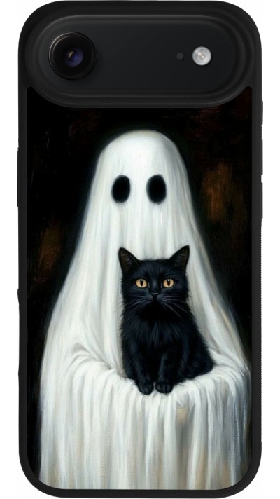Coque iPhone Air - Silicone rigide noir Halloween 2025 Ghost with black cat Coque iPhone Air - Silicone rigide noir Halloween 2025 Ghost with black cat