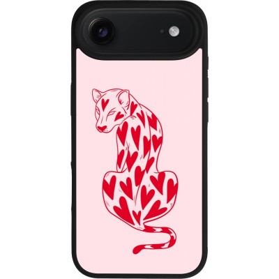 iPhone Air Case Hülle - Silikon schwarz Leopard with hearts 2026