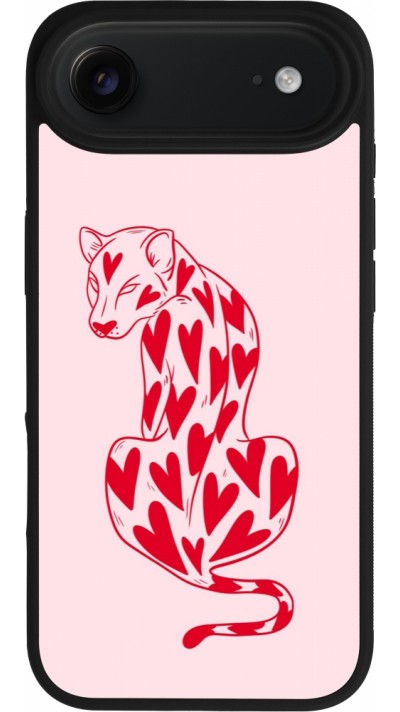 iPhone Air Case Hülle - Silikon schwarz Leopard with hearts 2026
