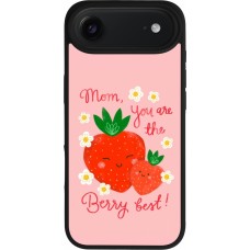 Coque iPhone Air - Silicone rigide noir Mom 2026 Berry best