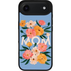 Coque iPhone Air - Silicone rigide noir Mom 2026 Flowers