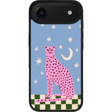 Coque iPhone Air - Silicone rigide noir Pink leopard with stars 2026