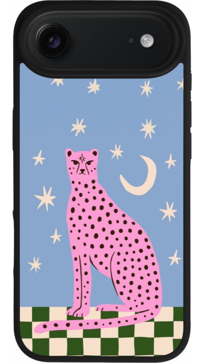 iPhone Air Case Hülle - Silikon schwarz Pink leopard with stars 2026