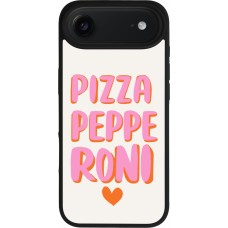 Coque iPhone Air - Silicone rigide noir Pizza pepperoni 2026