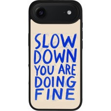 Coque iPhone Air - Silicone rigide noir Slow down 2026