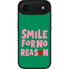 Coque iPhone Air - Silicone rigide noir Smile for no reason 2026