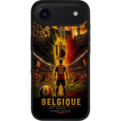 Coque iPhone Air - Silicone rigide noir Football Belgique splash 2026
