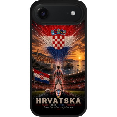 iPhone Air Case Hülle - Silikon schwarz Fussball Kroatien splash 2026