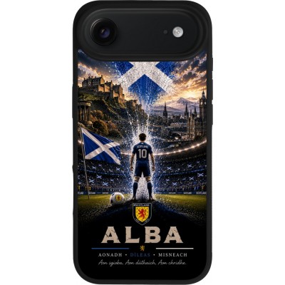 Coque iPhone Air - Silicone rigide noir Football Écosse splash 2026