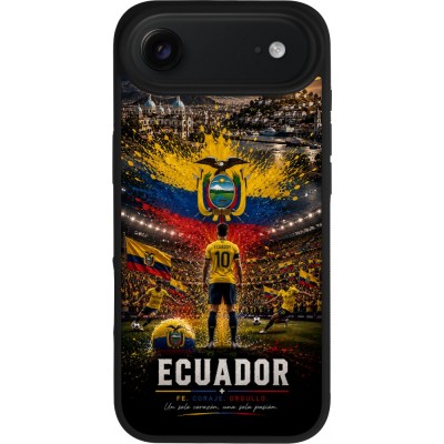 Coque iPhone Air - Silicone rigide noir Football Équateur splash 2026