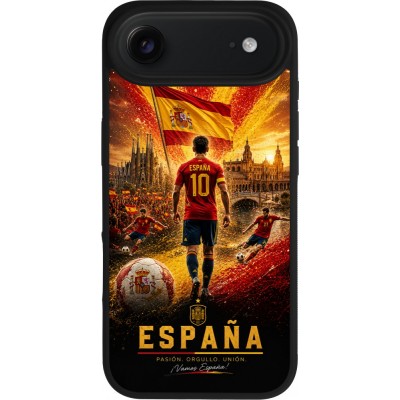 Coque iPhone Air - Silicone rigide noir Football Espagne splash 2026