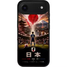Coque iPhone Air - Silicone rigide noir Football Japon splash 2026