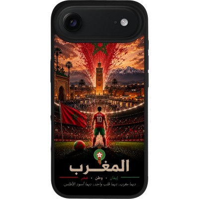 Coque iPhone Air - Silicone rigide noir Football Maroc splash 2026