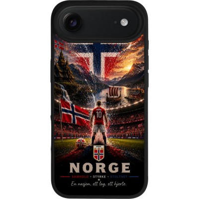 Coque iPhone Air - Silicone rigide noir Football Norvège splash 2026