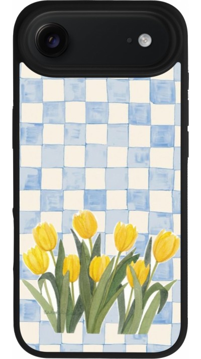 iPhone Air Case Hülle - Silikon schwarz Blue vichy tulips 2026