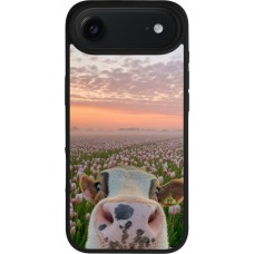 iPhone Air Case Hülle - Silikon schwarz Cow with tulips 2026