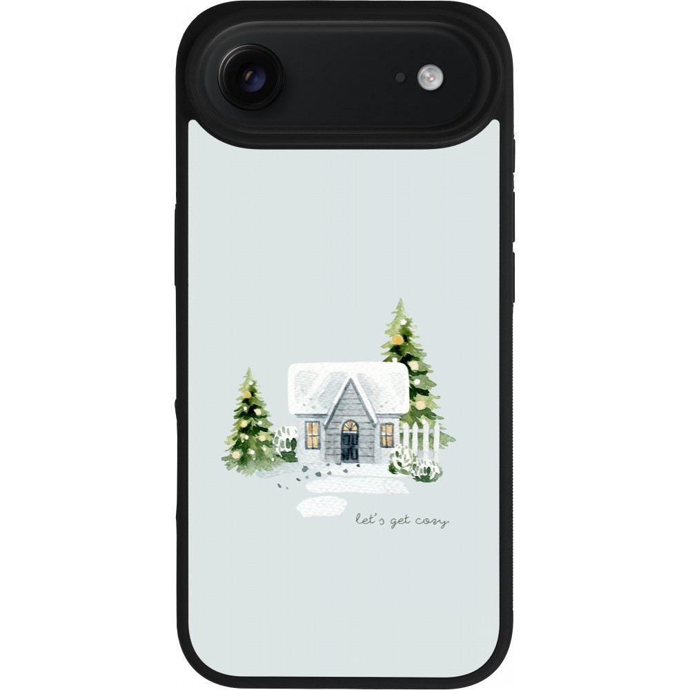 Coque iPhone Air - Silicone rigide noir Winter 25 Cosy House