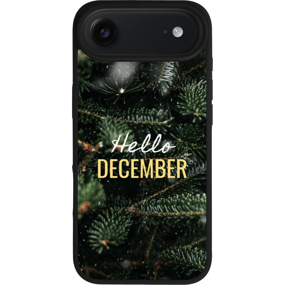 Coque iPhone Air - Silicone rigide noir Winter 25 Winter hello december