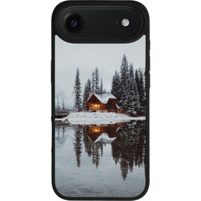 Coque iPhone Air - Silicone rigide noir Winter 25 Winter house forest afternoon