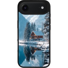 Coque iPhone Air - Silicone rigide noir Winter 25 Winter house forest day