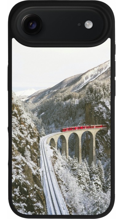 Coque iPhone Air - Silicone rigide noir Winter 25 Winter polar express