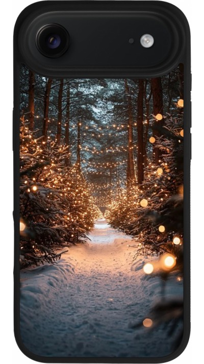 Coque iPhone Air - Silicone rigide noir Winter 25 Winter snowy road