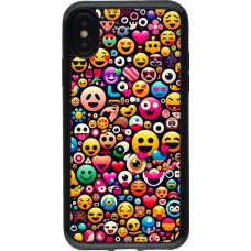 Coque iPhone X / Xs - Gel noir Emoji Mix Color