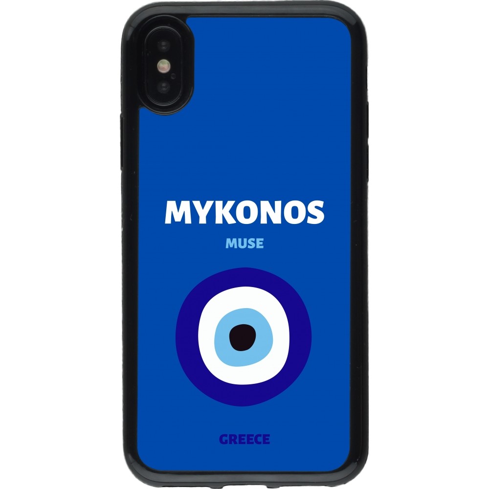 iPhone X / Xs Case Hülle - Gummi schwarz Pop Summer Destination Mykonos