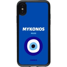 iPhone X / Xs Case Hülle - Gummi schwarz Pop Summer Destination Mykonos
