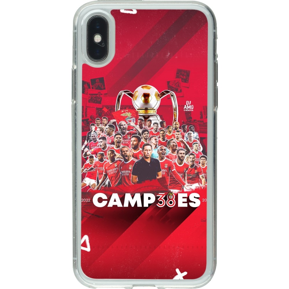 Coque iPhone X / Xs - Gel transparent Benfica Campeoes 2023