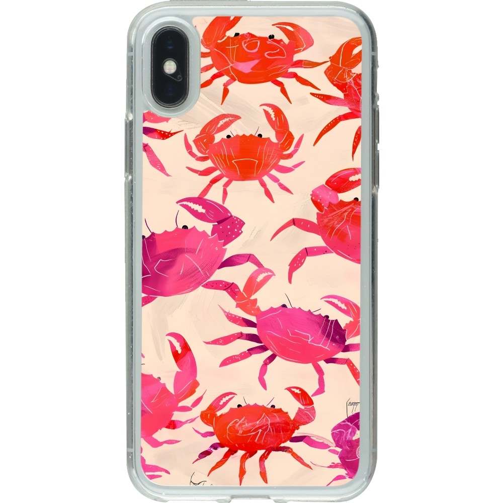 Coque iPhone X / Xs - Gel transparent Crabs Paint